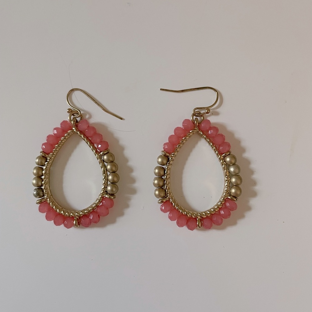 Gold and coral earrings